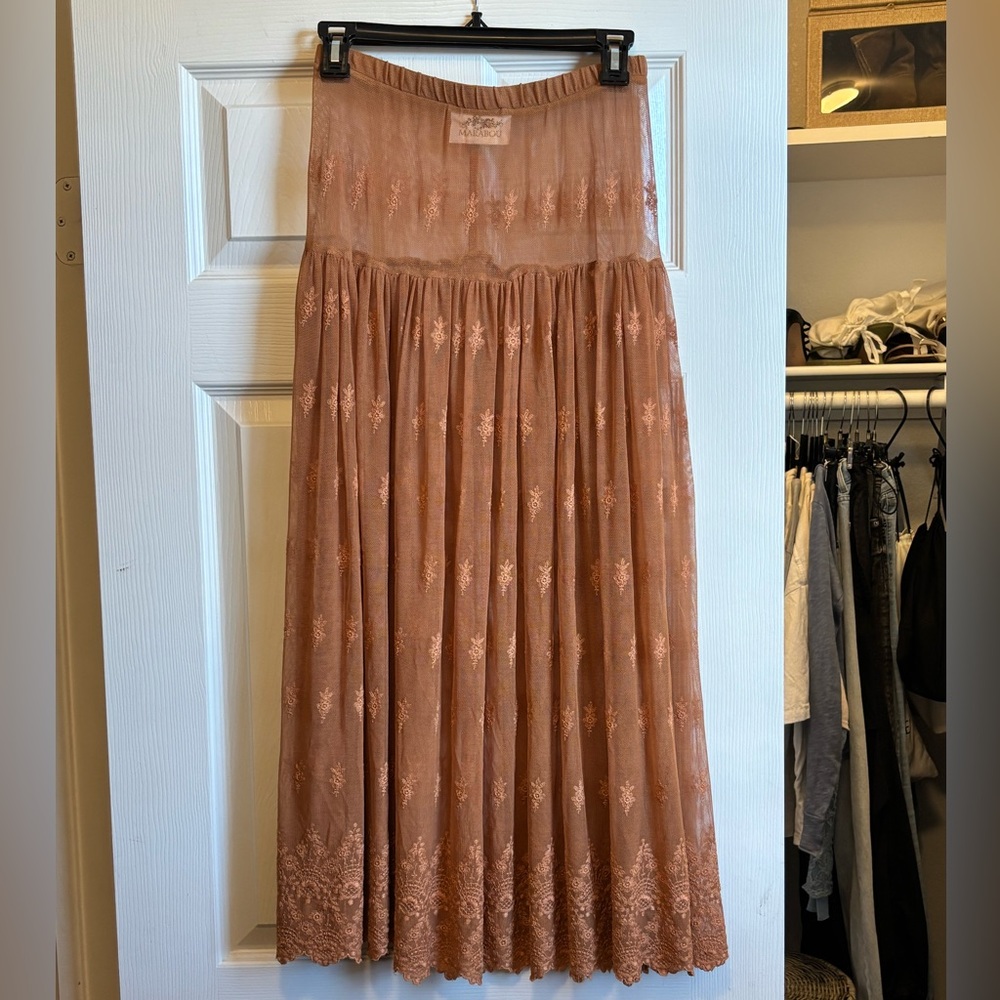 Orange Vintage Marabou Lace Skirt